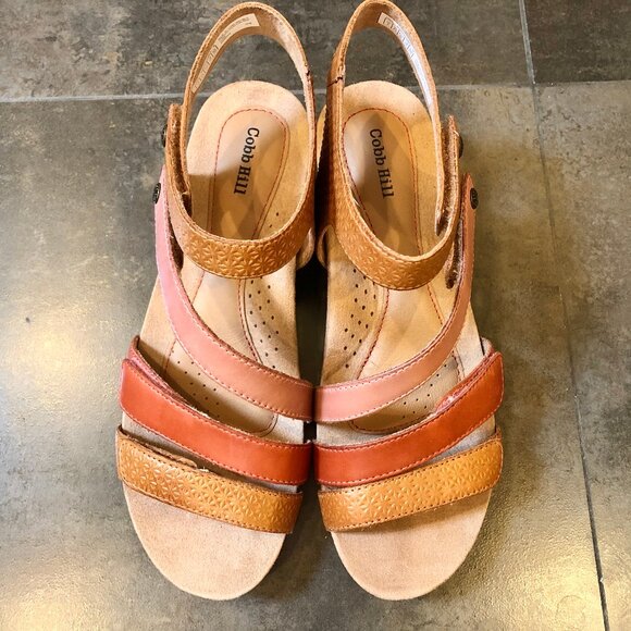 Rockport Cobb Hill Women’s Hollywood 4-strap Tan Wedge Sandals - Picture 3 of 8